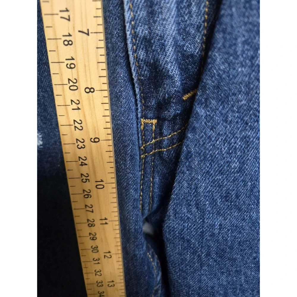 Levis 505 Regular Fit Jeans Mens 38x30 Dark Wash Blue Denim Distressed Straight